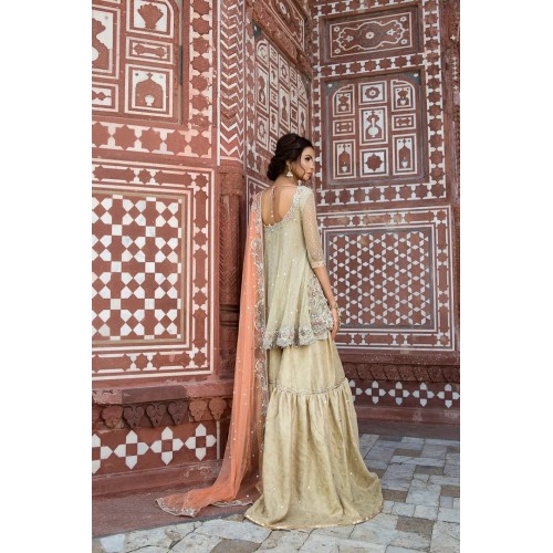 Peach Yellow Aster Peplum Gharara Peach Yellow Aster Peplum Gharara