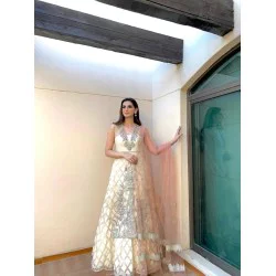 Light Cream Aster Lehenga