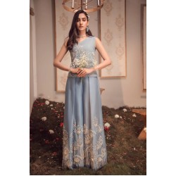 Blue-gray Aster Faux Wrap Suit