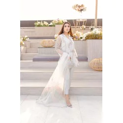 Splashed White Aster Trousers Suit