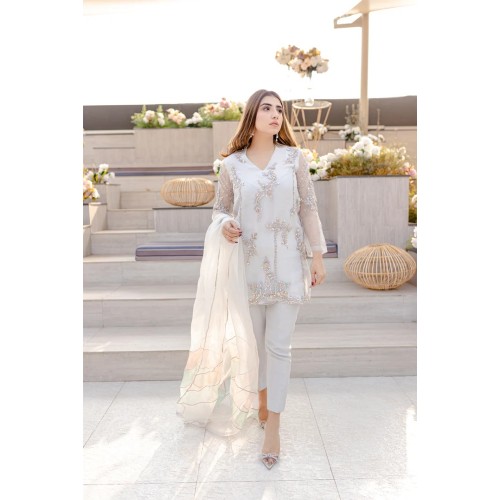 Splashed White Aster Trousers Suit Splashed White Aster Trousers Suit