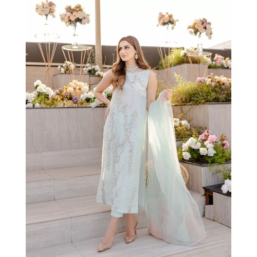 Light Mint Green Aster Party Wear Light Mint Green Aster Party Wear