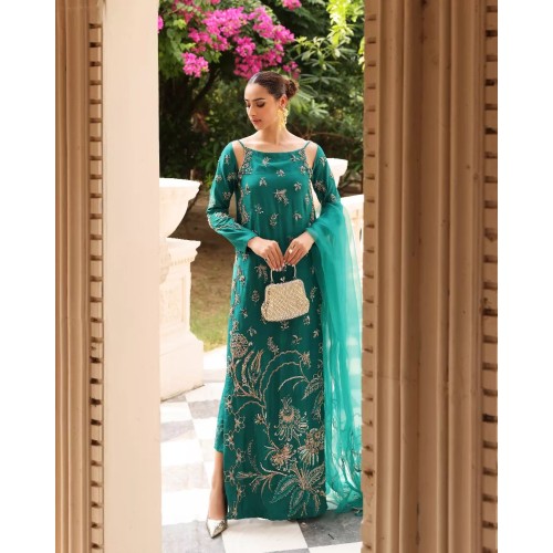 Dark Persian Green Aster Party Wear Dark Persian Green Aster Party Wear