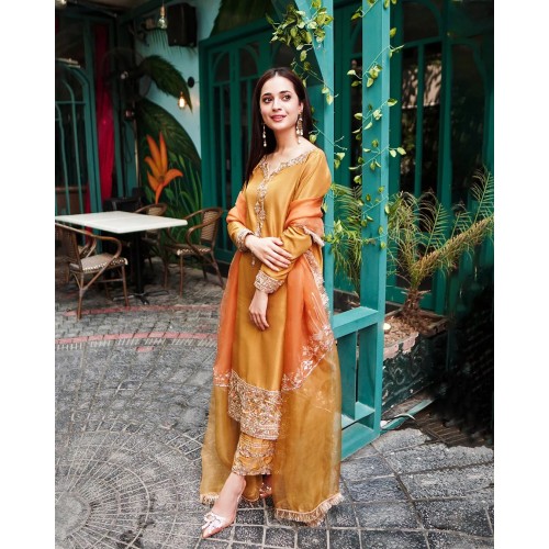 Orange Aster Party Wear Orange Aster Party Wear
