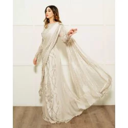 Eggshell Aster Saree