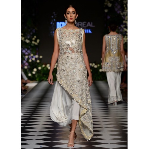 Floral White Scilla Asymmetrical Shirt