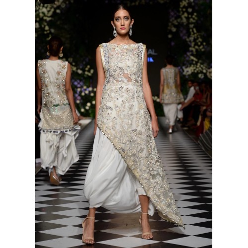 Floral White Scilla Asymmetrical Shirt