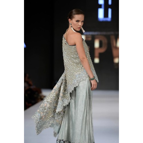 Ash Gray Scilla Asymmetrical Shirt and Sharara