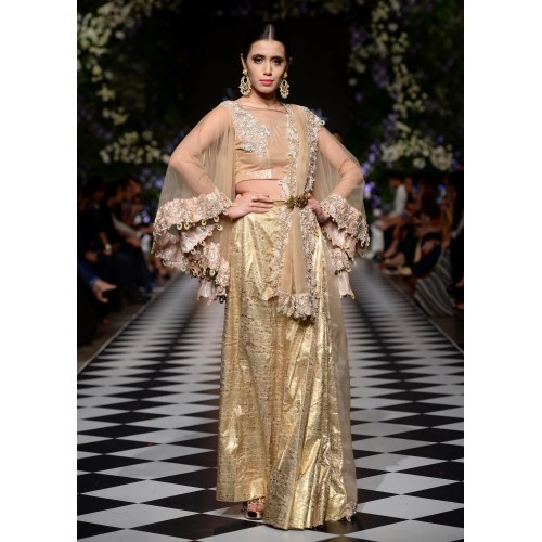 Peach Puff Scilla Cape Lehenga Choli