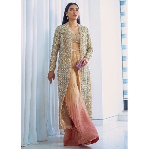 Sultry Beige Scilla Jacket and Lehenga Choli