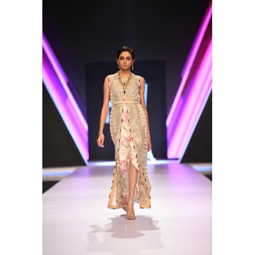 Splashed White Scilla Wrap Gown and Jacket