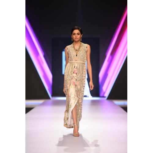 Splashed White Scilla Wrap Gown and Jacket