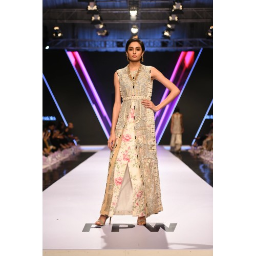 Splashed White Scilla Wrap Gown and Jacket