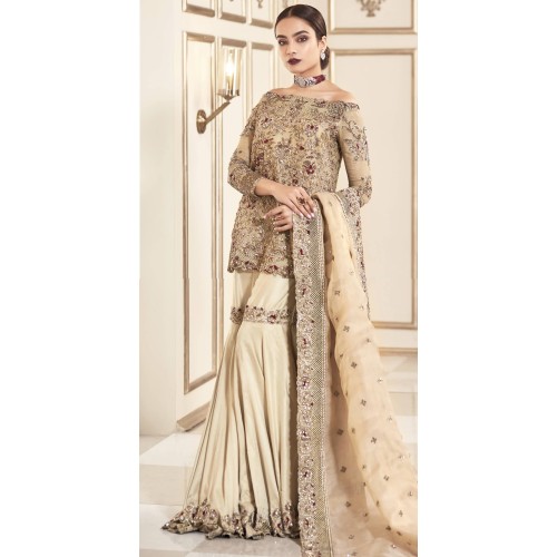 Dun Eggshell Marigold Gharara Dun Eggshell Marigold Gharara