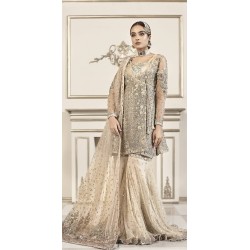 Diamond Champagne Marigold Angrakha and Gharara