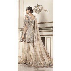 Diamond Champagne Marigold Angrakha and Gharara