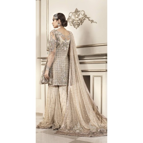 Diamond Champagne Marigold Angrakha and Gharara Diamond Champagne Marigold Angrakha and Gharara