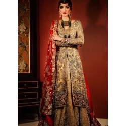 Taupe Gold Crocus Lehenga