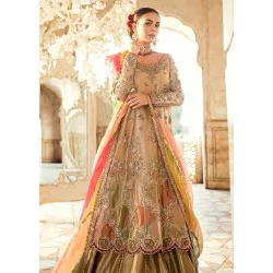 Antique Gold Crocus Lehenga with Chata Patti Dupatta