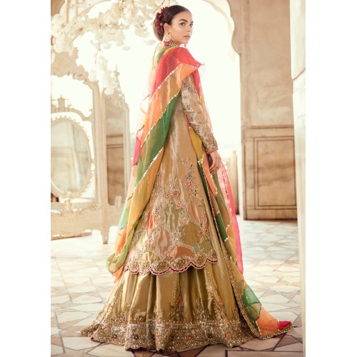 Antique Gold Crocus Lehenga with Chata Patti Dupatta