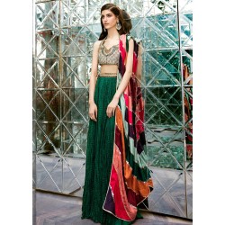 Dark Spring Green Crocus Lehenga Choli