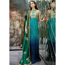 Aqua and Penn Blue Crocus Maxi