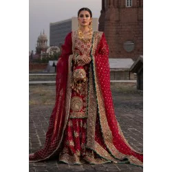 Bright Maroon Monarch Lehenga