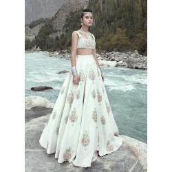 Splashed White Marsh Lehenga Choli