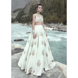 Splashed White Marsh Lehenga Choli