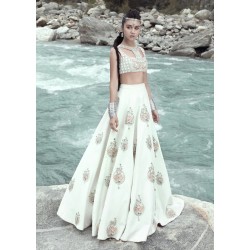 Splashed White Marsh Lehenga Choli