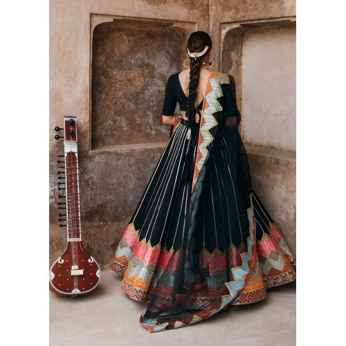 Black Marsh Zigzag Embroidered Lehenga Black Marsh Zigzag Embroidered Lehenga
