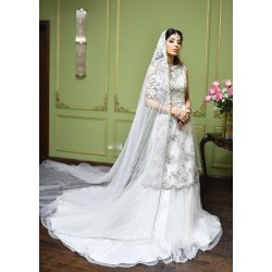 Splashed White Snowflake Lehenga