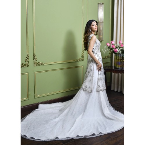 Splashed White Snowflake Lehenga