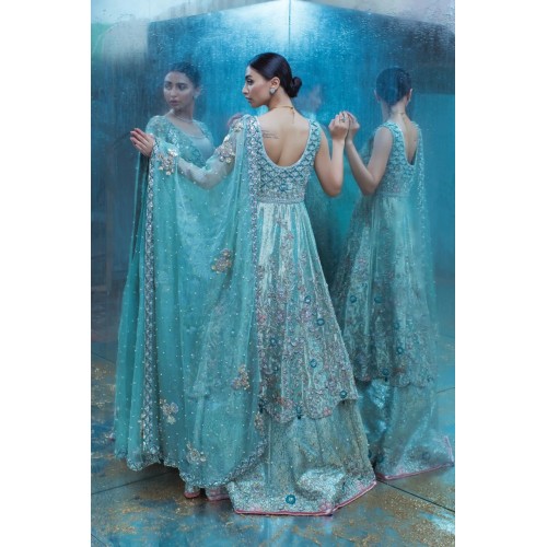 Crayola Sky Blue Snowflake Lehenga