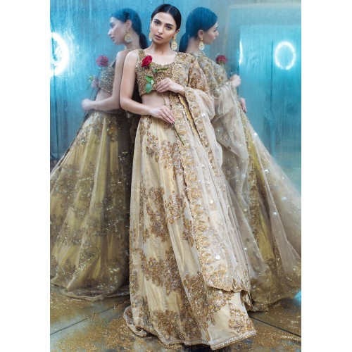 Flax Yellow Snowflake Lehenga Choli