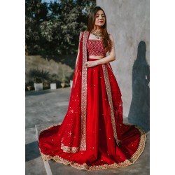 Amaranth Red Snowflake Lehenga Choli