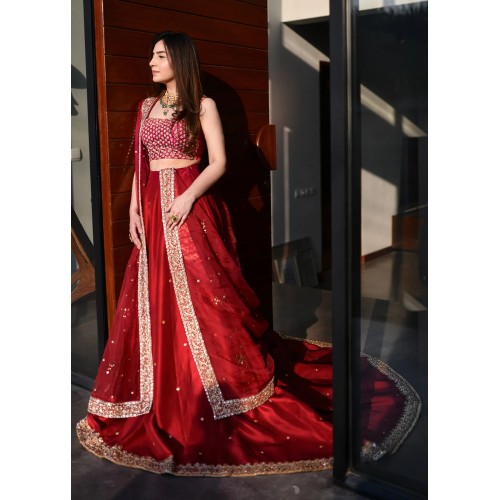 Amaranth Red Snowflake Lehenga Choli