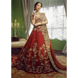 Fire Engine Red Snowflake Lehenga