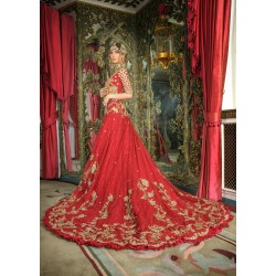 Fire Engine Red Snowflake Lehenga