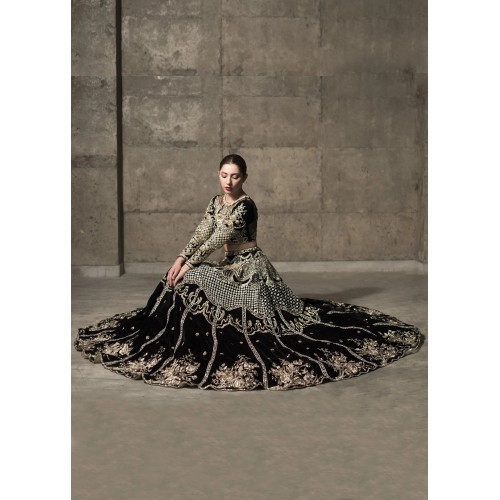 Black Snowflake Velvet Lehenga Black Snowflake Velvet Lehenga