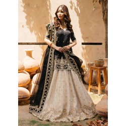 Black and Off White Snowflake Lehenga