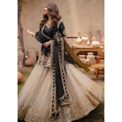 Black and Off White Snowflake Lehenga