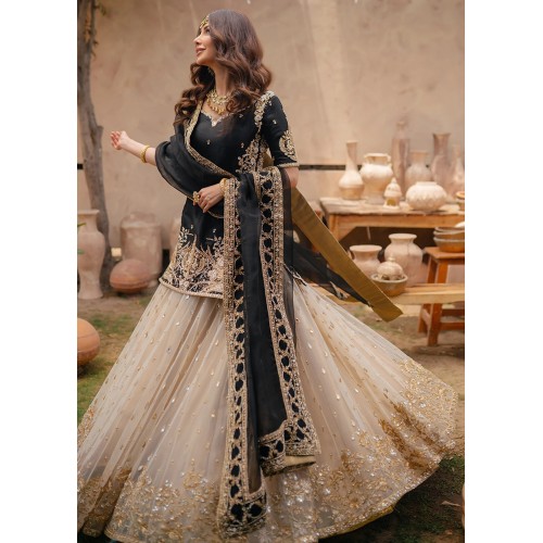 Black and Off White Snowflake Lehenga Black and Off White Snowflake Lehenga