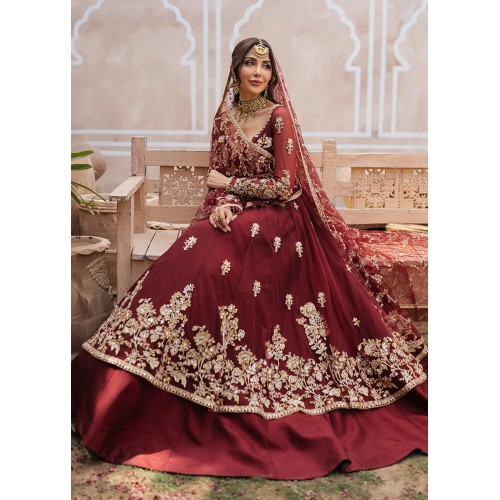 Burgundy Snowflake Pishwas