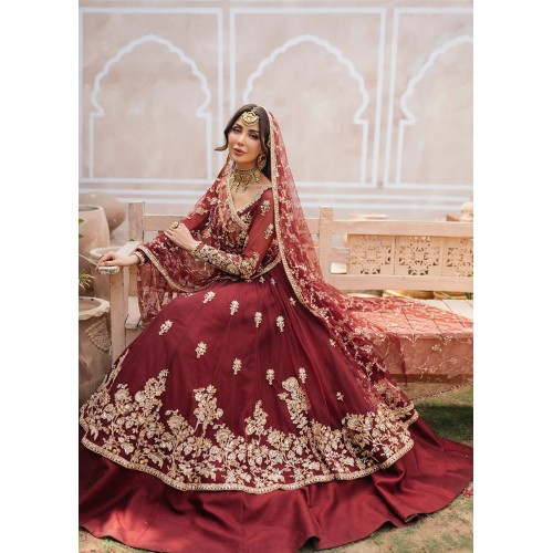 Burgundy Snowflake Pishwas