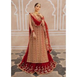 Dark Red Snowflake Lehenga