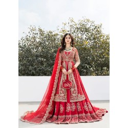 Imperial Red Snowflake Jacket and Lehenga