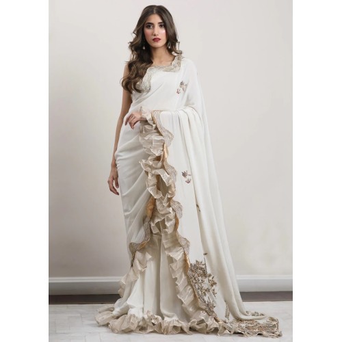 White Snowflake Saree