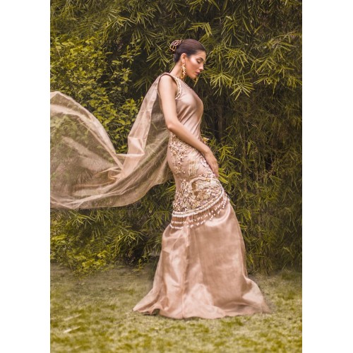 Rose Gold Snowflake One Side Shoulder Dress