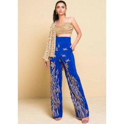 Navajo White and Royal Blue Snowflake Party Wear